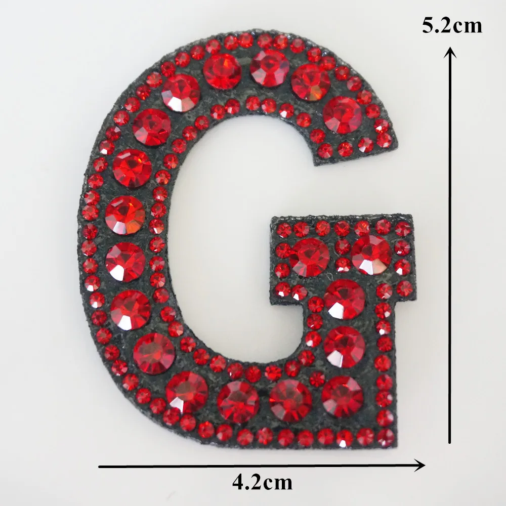 A-Z Wine Red Rhinestone English Alphabet Letter Iron Sew On Patch Badges 3D Patches Bag Hat Jeans Applique Clothes DIY Crafts