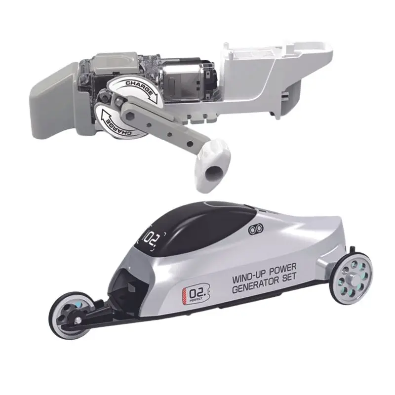 Hot Selling Educational STEM Toys DIY Assembly Hand-Powered Generation Wind-up Car Toy