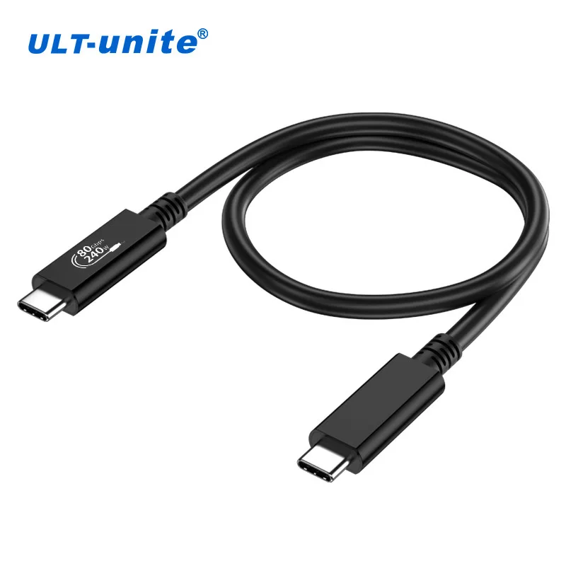 ULT-unite USBC Cable USB-IF Certified 80Gbps Bi-Directional USB4 GEN4 80G 240W C to C Compatible Thunderbolt 5 Power Cable