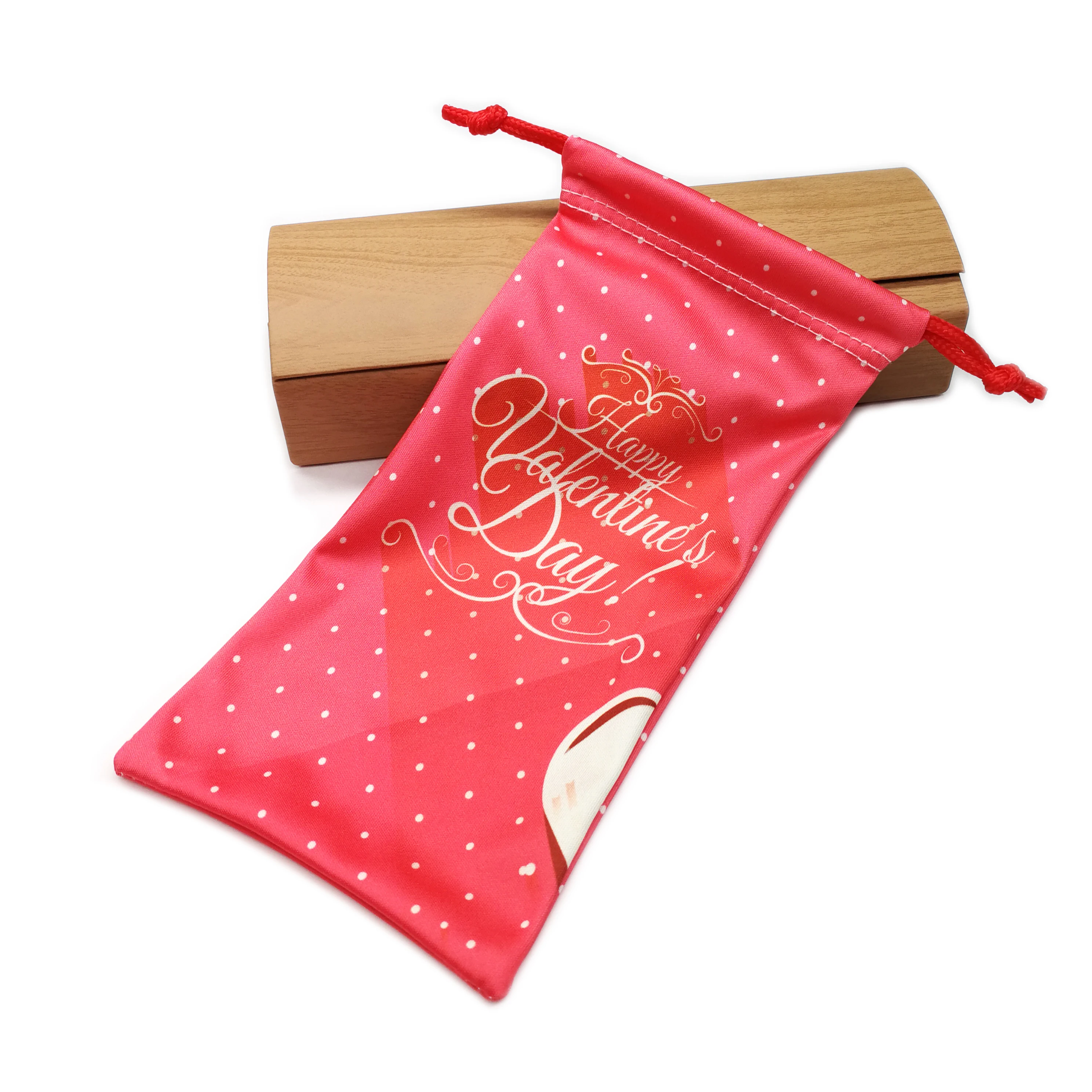 Custom double drawstring microfiber satin eyeglass/sunglass/glasses pouch