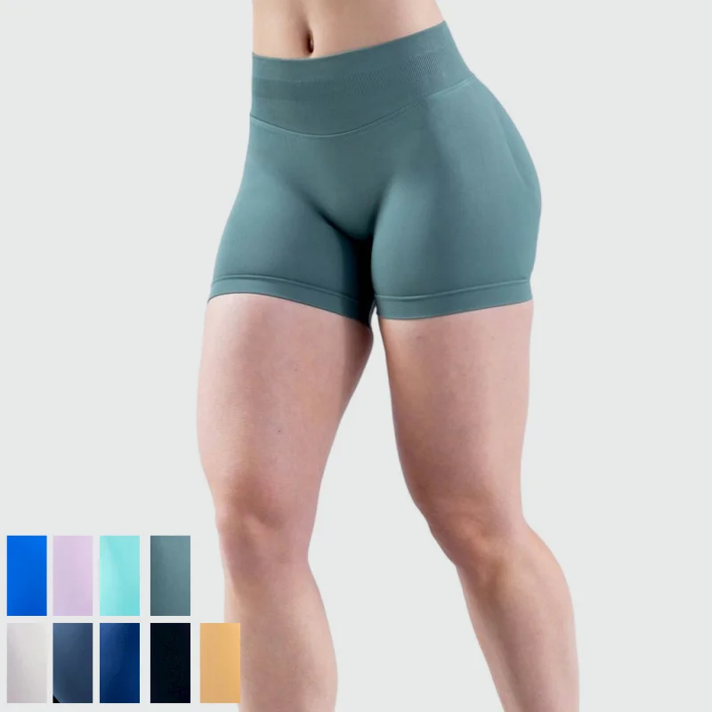 Wholesale butt lift yoga shorts for women seamless sports yoga shorts jogging fitness biker shorts