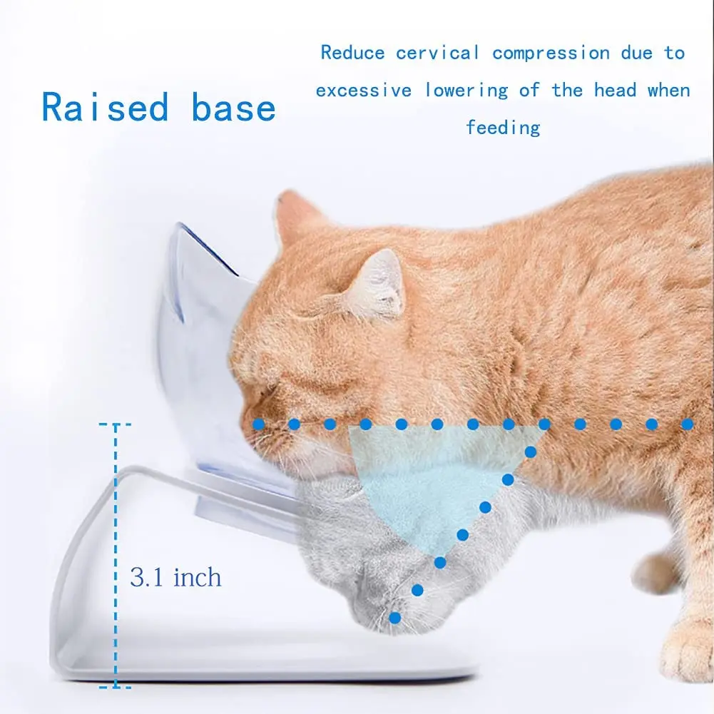 Double Elevated Cat Bowls with Raised Stand 15 Tilted cat Bowl Design Neck Guard Stand Raised Pet Food Water Feeder Bowl