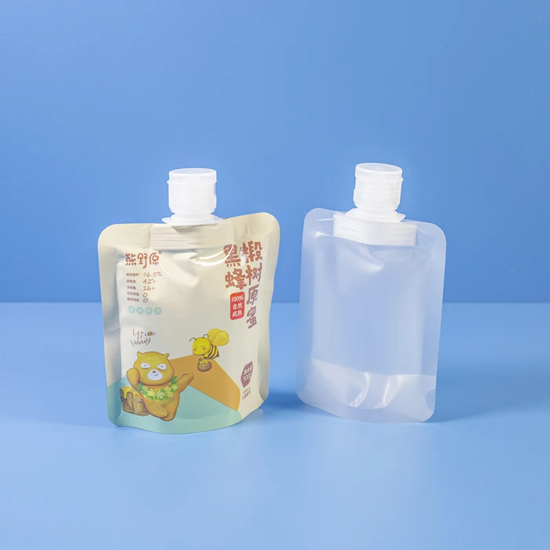 Popular portabledoypack with spout bag 30ml 50ml 100ml liquid cosmetic packaging spout bag Ready to Ship
