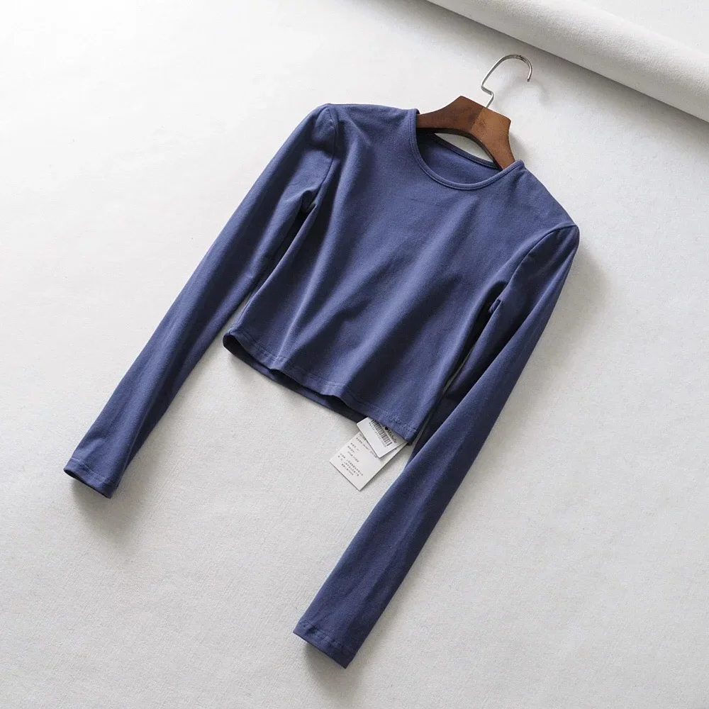 
2020 New Design Yoga Top Wholesale custom mujer sports clothing apparel blank plain sexy long sleeve women crop top 