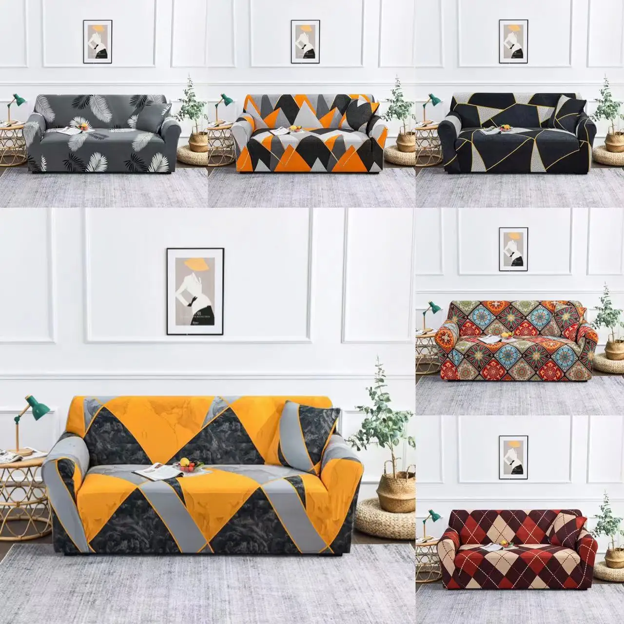 New Universal Stretch Print Sofa Cover Stretch Couch Cover Sectional Sofa Slipcover Elastic Couch Sofa Covers Elastic Stretch