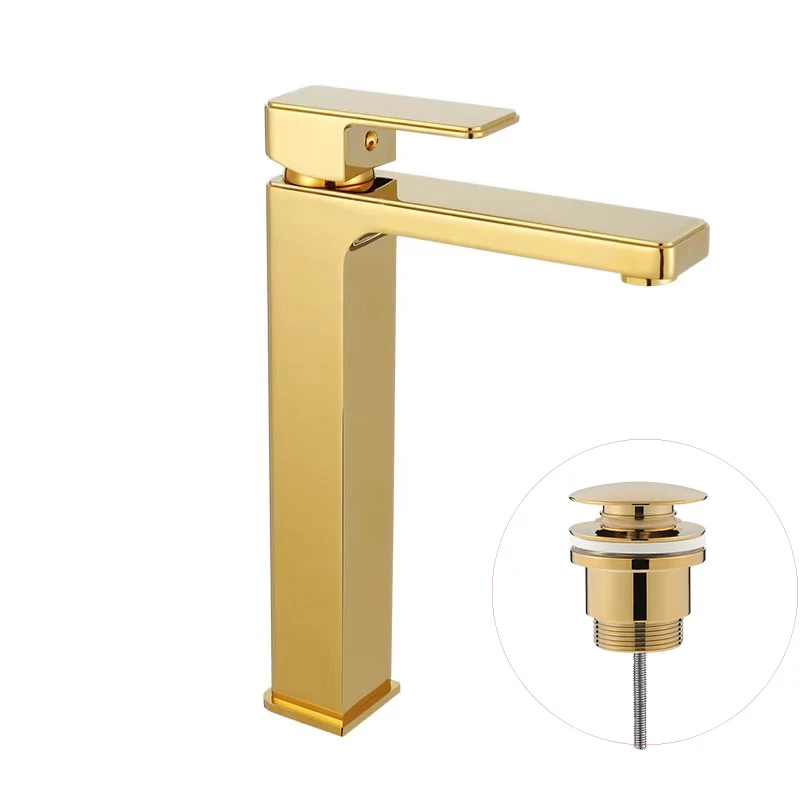 Поливинилхлоридный Золотой латунный Смеситель для умывальника с сливом раковины OEM