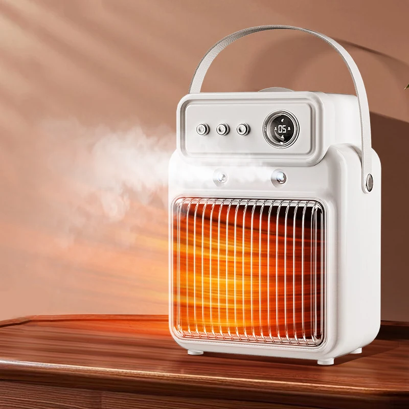 2024 Winter 2 in 1 Water Mist Rechargeable Electric Heaters 1200W Mini Heater Portable Air Cooling Heating Fan