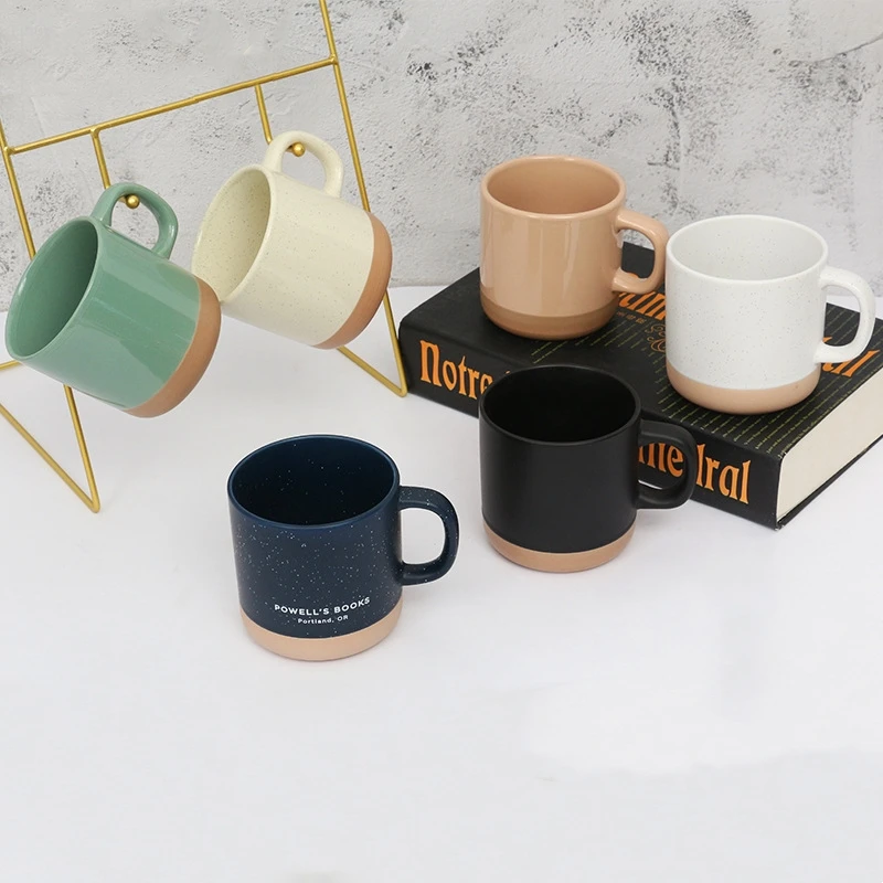 Best selling 2025 handmade color glazed Dipped Glaze 12oz ceramic mugs pink ceramic coffee cup milk mug pottery cup