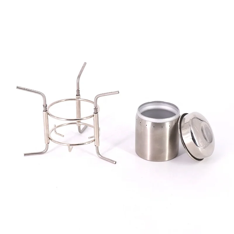 Alcohol Burner Camping Alcohol Stove Mini Portable Stainless Steel Outdoor Accept Customizable Logo 11 X 8 X 8 Cm Black Pouch