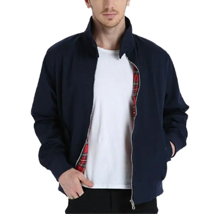 Mens spring classic windbreaker plaid check tartan lined Military Bomber Flight jacket Scooter Knightsbridge Harrington jacket