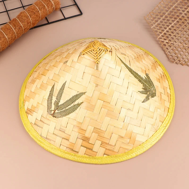 Chinese Bamboo Hat for Adult Unisex Cosplay Conical Sun Cap Handwoven Fisherman Hat Rice Farmer Hat for Men Women DropShip