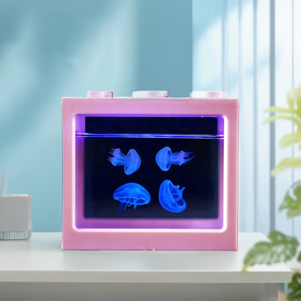 Modern design acrylic aquarium jellyfish tank high quality medium size aquarium with power adapter for home use
