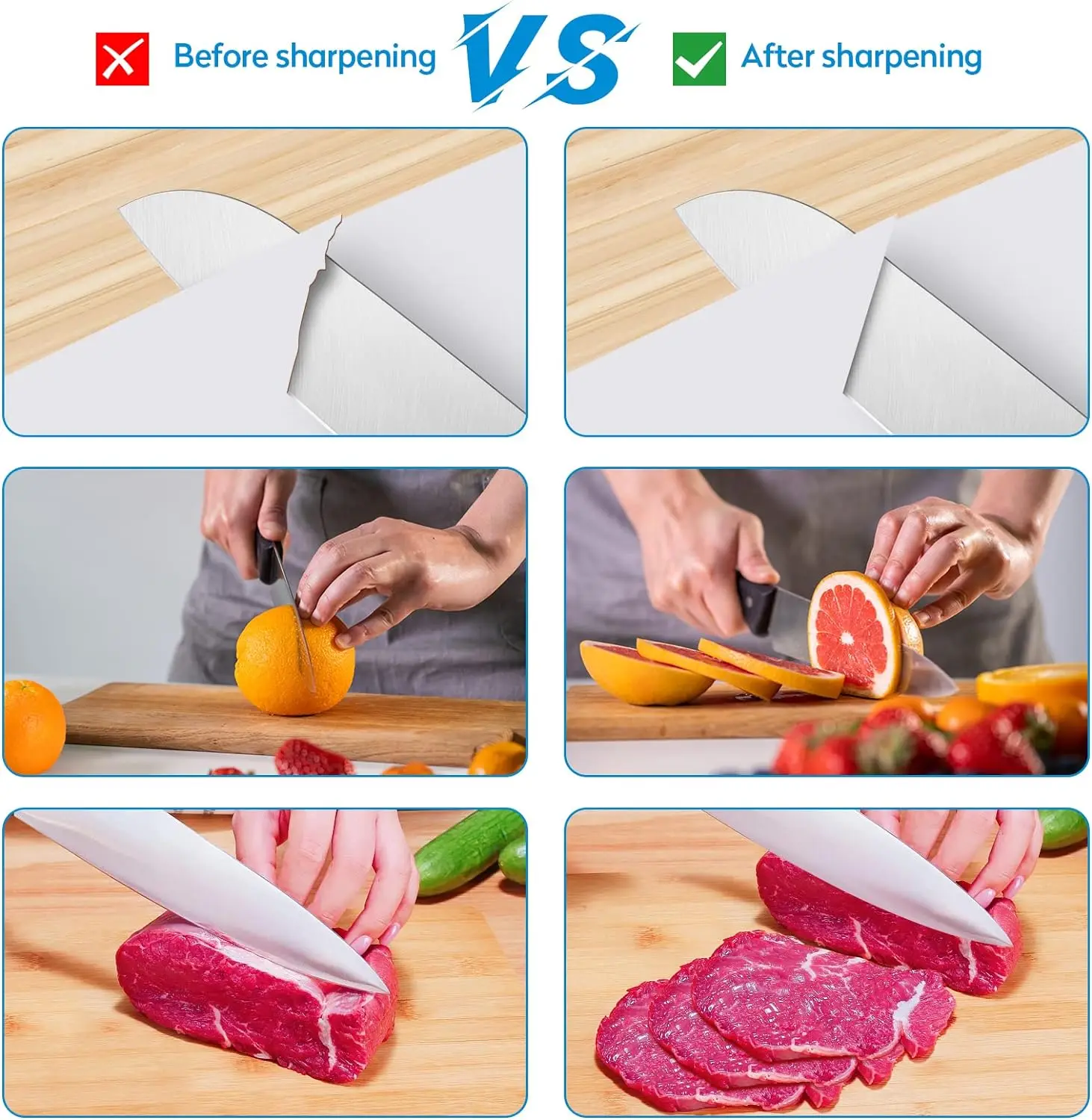 Whetstone Knife Sharpening Stone 4 Side Grit 400/1000 3000/8000, Professional Whetstone Knife Sharpener