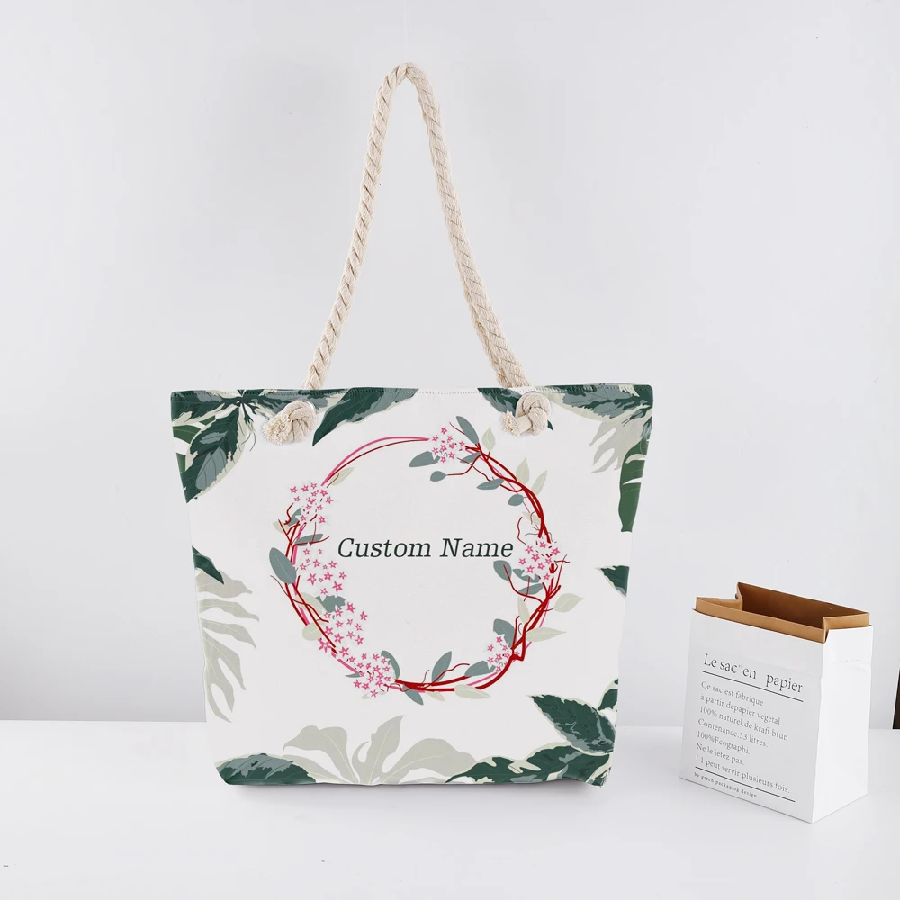 Personalized Monogram flora Bolsa de playa custom summer beach bag with names