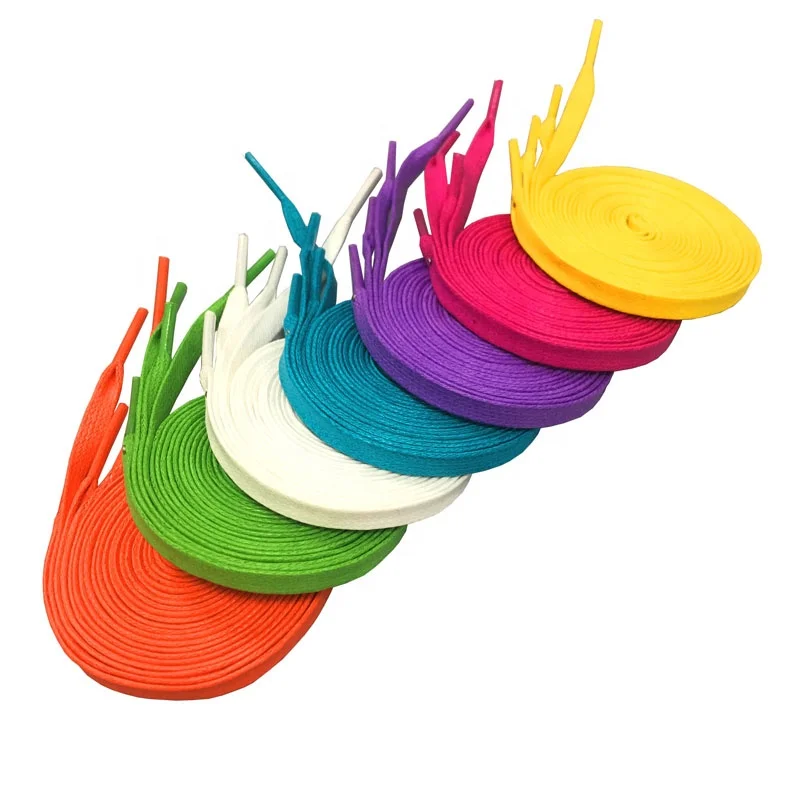 Cotton flat bottom custom-made no minimum batch waxing laces white red blue multicolor fashionable shoelaces