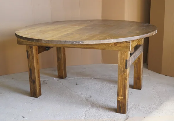 Solid Pine Wood Dining Round Table Folding Farm House Outdoor for Wedding Party Farm Table