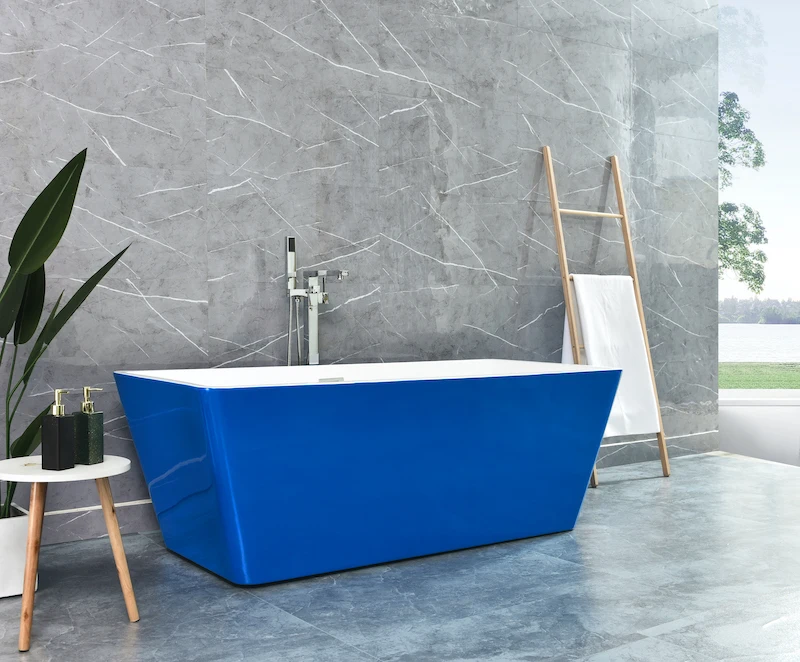 Solid Surface Bathtub Resin Stone Freestanding Bath Tub Hot Sale Matt Black Acrylic Air Massage Luxury Modern Bathtubt
