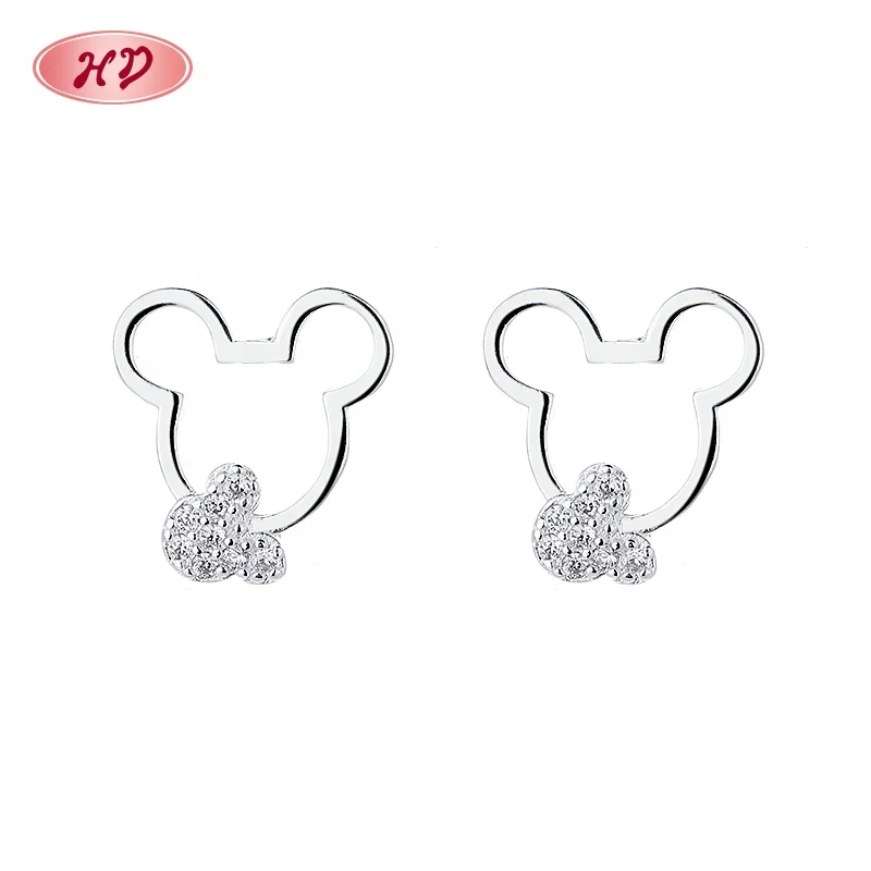 Cute Little Bear Stud Earrings Wholesale Silver Earrings Manufacturer Vintage Style Cubic Zirconia Jewelry Wholesale