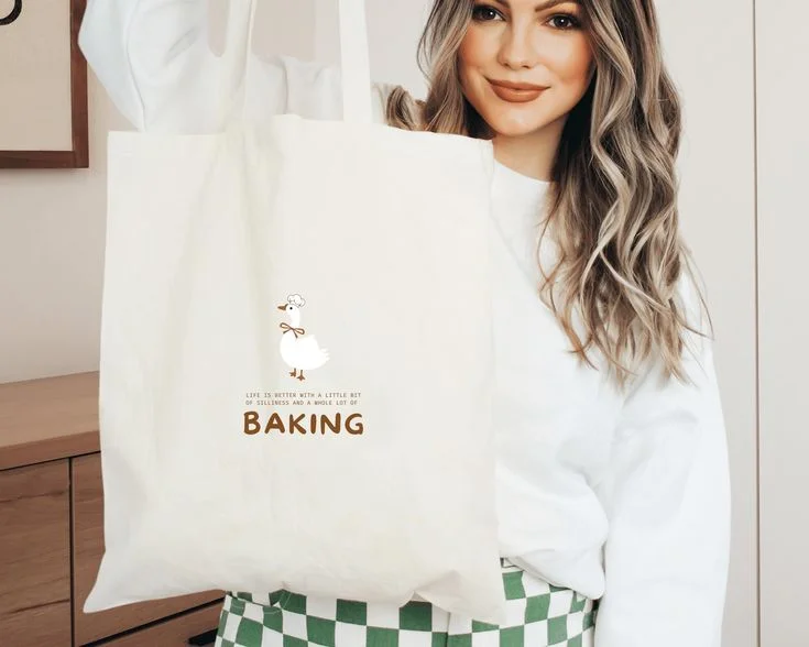 Baking Tote Bag Silly Goose Funny Goose Shopping Bag funny Baking Gift For Baker