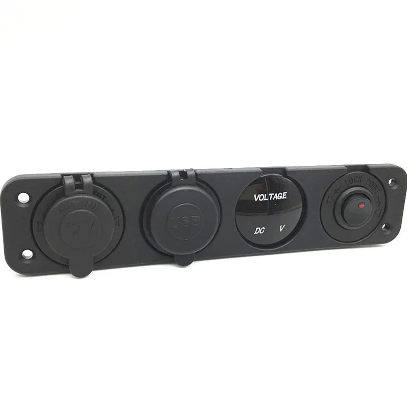Waterproof LED Voltmeter Cigarette Lighter Socket Splitter Toggle Switch usb charger panel for cars boat Marine RV Golf Cart ATV