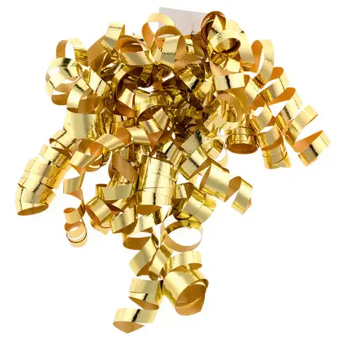 12ct Curly Bows Glossy Gold Decoration Gift Curling Bow Decorative Gift Plastic Curly Bow