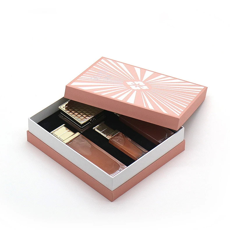 Customized Logo Cosmetic Gift Set Paper Hat Packaging Box Luxury Perfume Essential Oil Paper Gift Box with EVA Insert