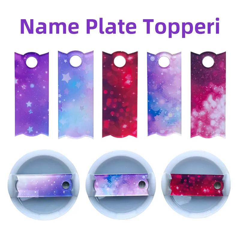 Personalized 20oz 30oz Tumbler Name Plate Lid Topper Custom Name Tag 40oz Cup Shiny Acrylic Lid Stanly thermos accessories