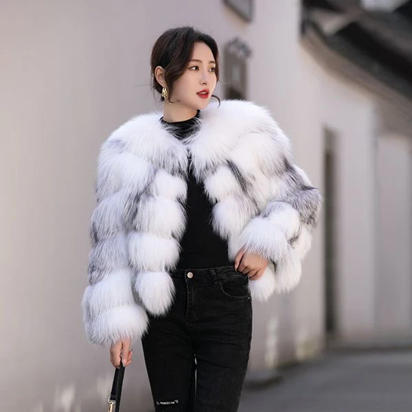 Wholesale Custom Women Genuine Real Blue Fox Fur Jacket Fox Fur Coat Women Real