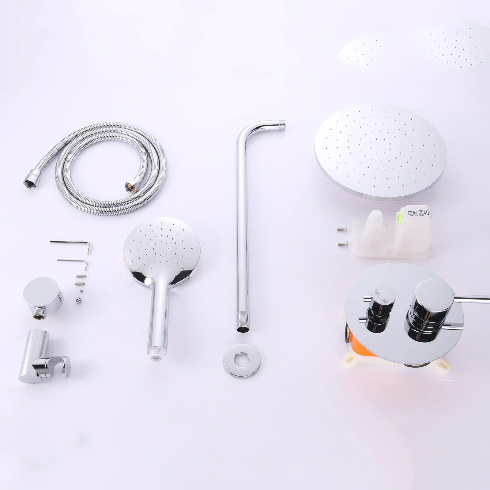 Fapully Exposed Concealed Shower Sets High Quality Wall Mounted 2-way Control Rain Bathroom  in wall Shower Set