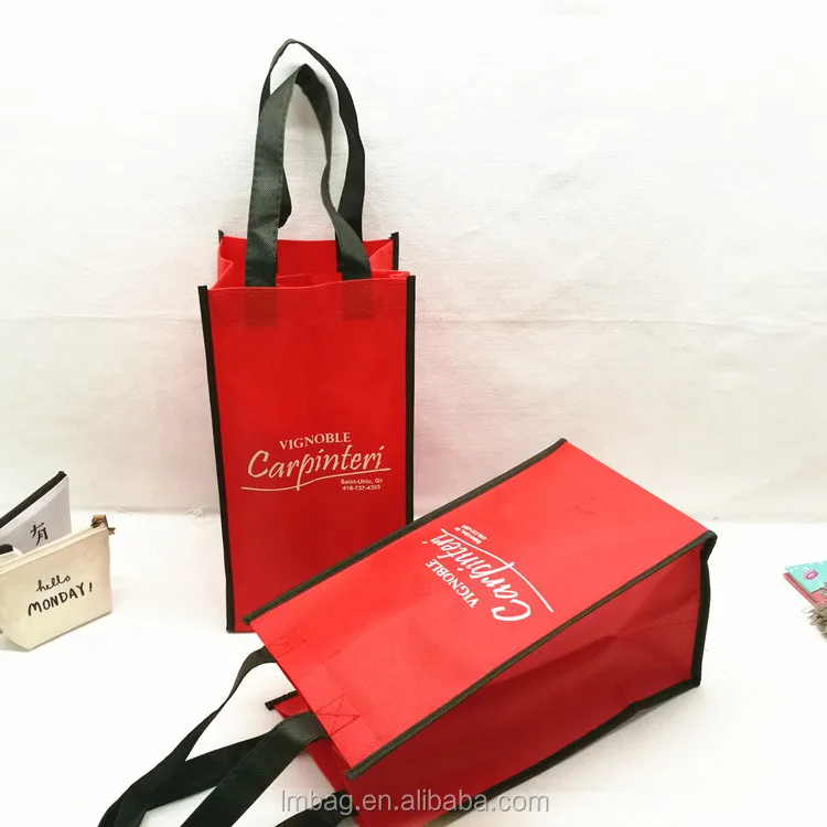 Custom Logo Reusable Non Woven Wine Bags 6 Bottle