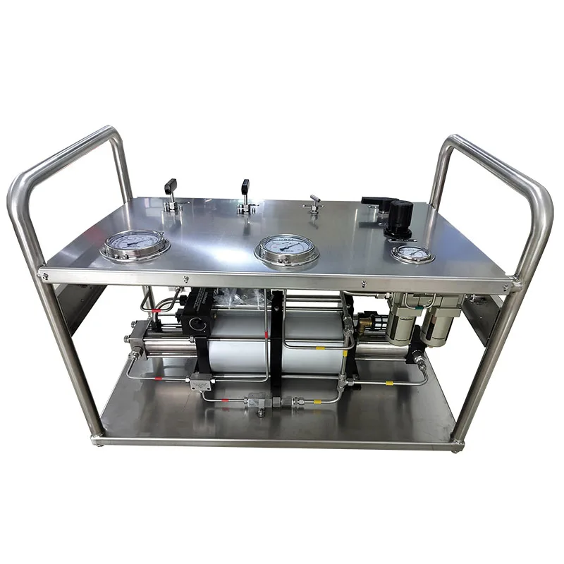 USUN Model:US-2GBT15/60  200-400 Bar  Stainless steel  High pressure  gas booster pump system with inlet gas filter and gauges