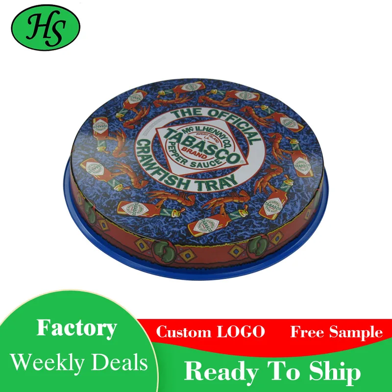 
Wholesale Large Metal Food Grade Round Cake Beer Ice For Bar Tin Tray Round Metal Decorative Tray 