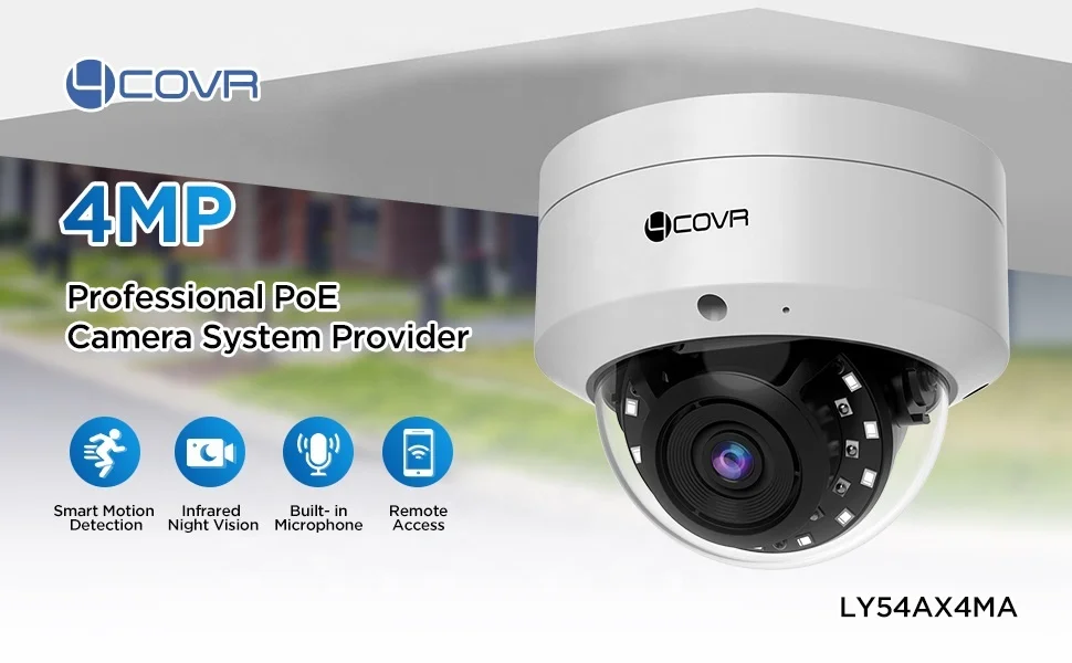 4MP Outdoor Surveillance CCTV Dome Audio Vandal-proof AI Human Vehicle Detection 2.8mm Lens IR Night Vision PoE Security Camera