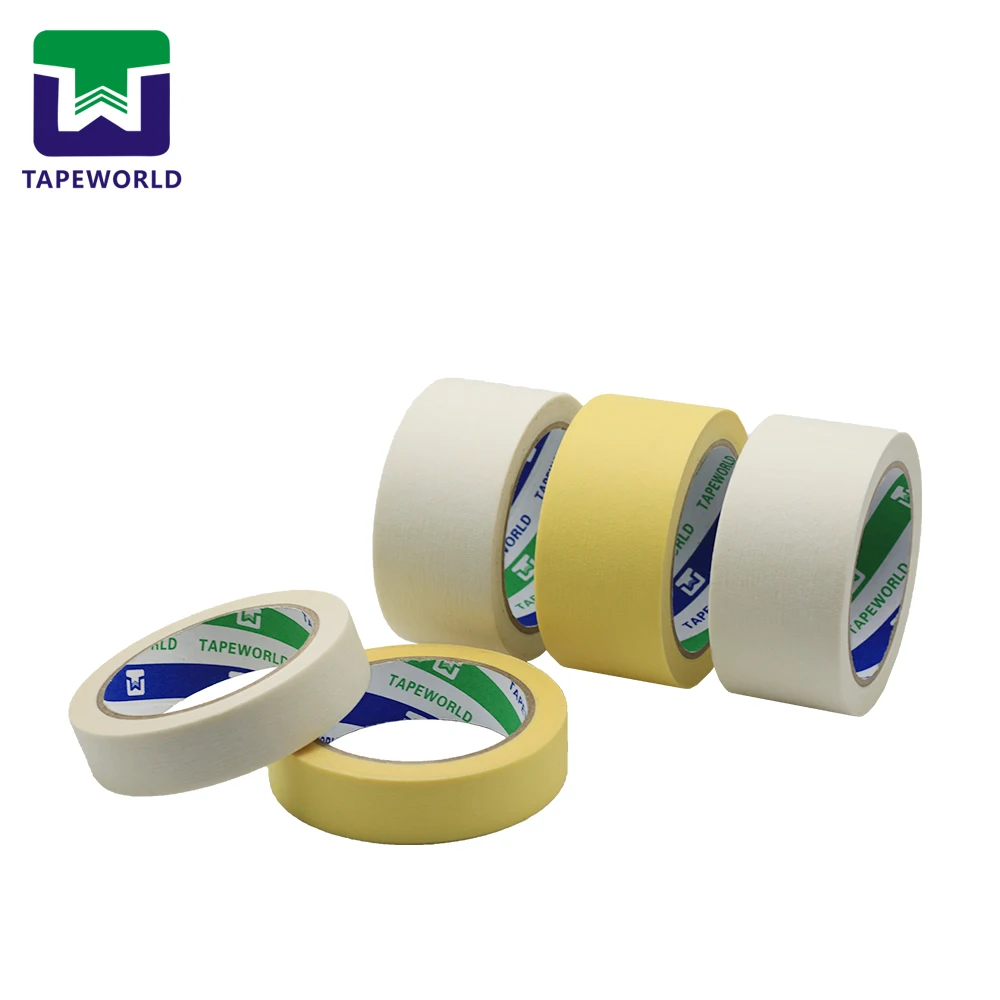 Multi Use General Purpose No Glue Residue Crepe Paper Tape White Color Masking Self Adhesive Tape For Painting