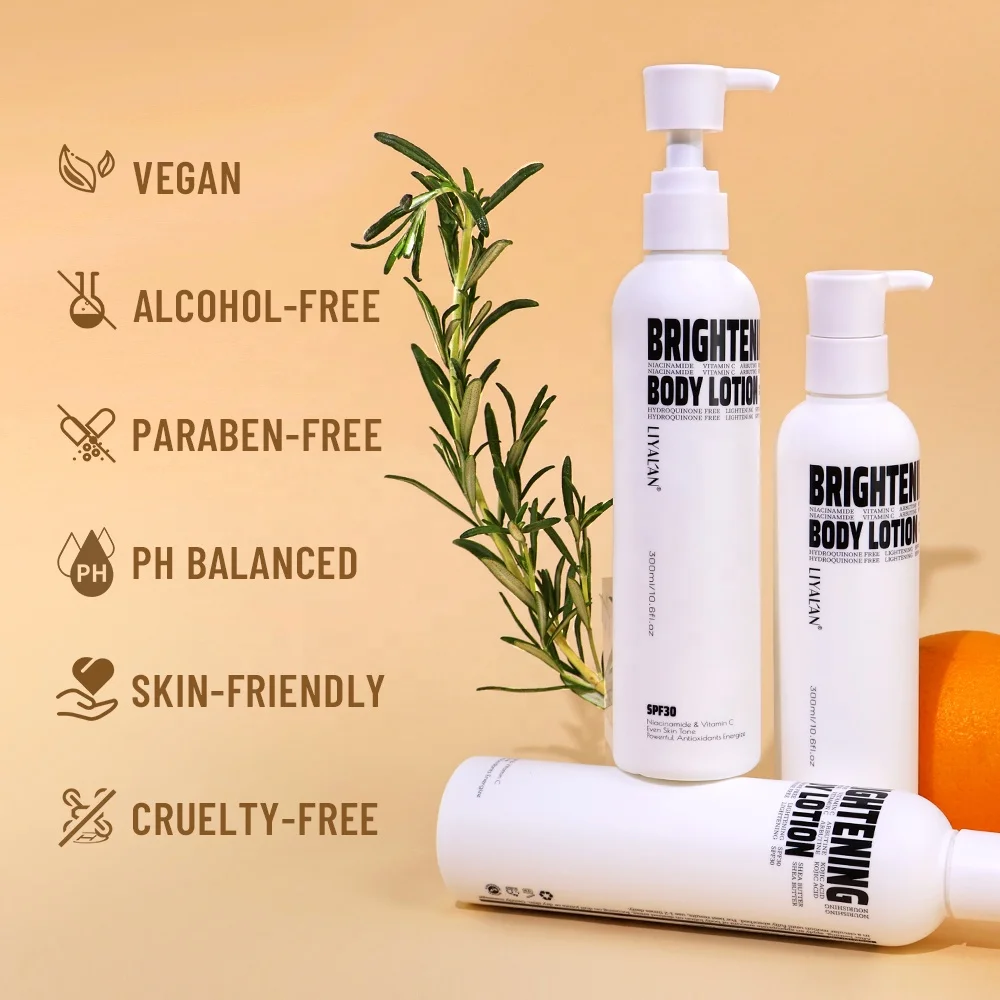Private Label Arbutin Vitamin C Skin Brightening Lighten Dark Spots Niacinamide Kojic Acid Whitening Body Lotion