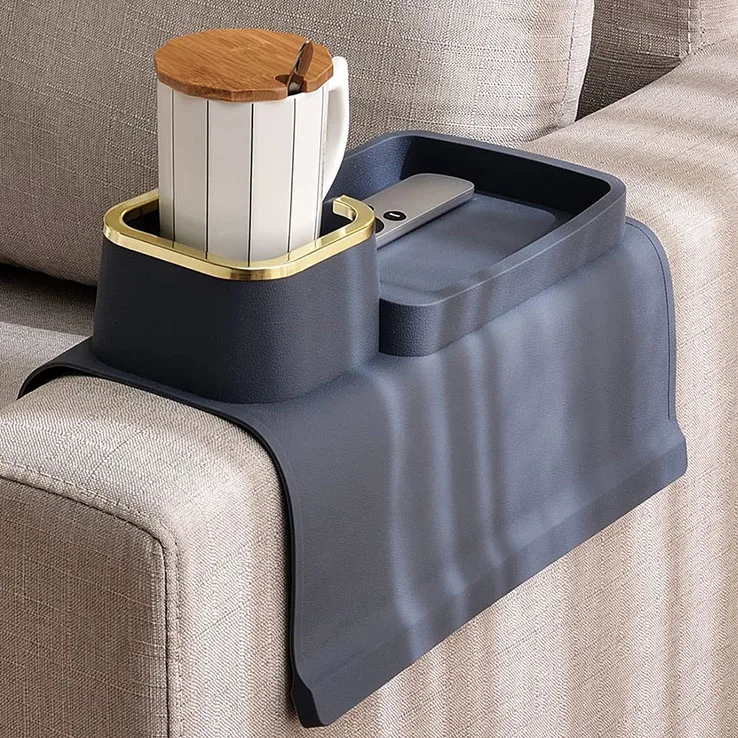 Amazon Hot Silicone Couch Sofa Non Slip Cup Bottle Holder Tray for Multifunction Pad and Arm Chair Couch Caddy