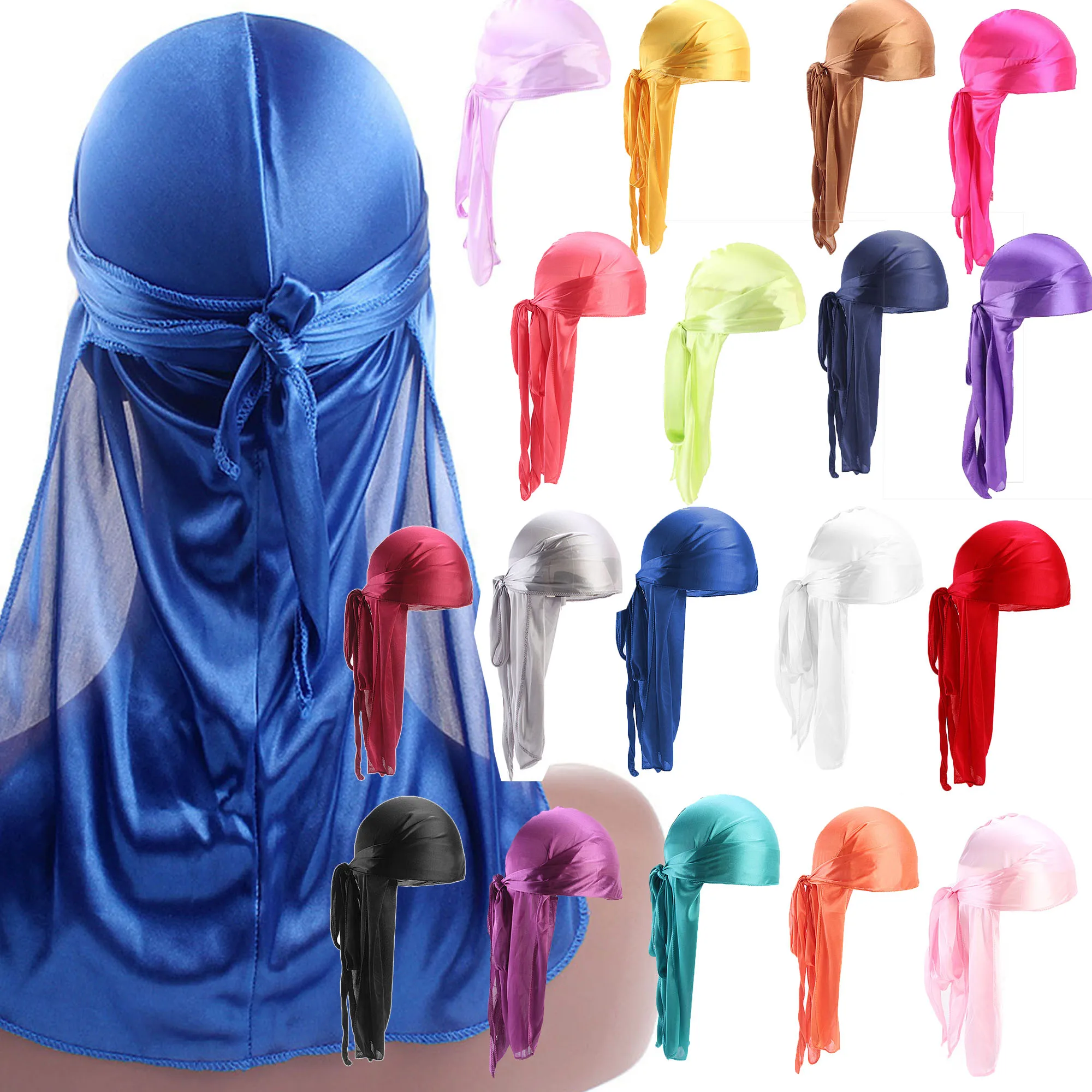 
Black white silk du rag silky print women men durags wave cap do rag kids custom logo 