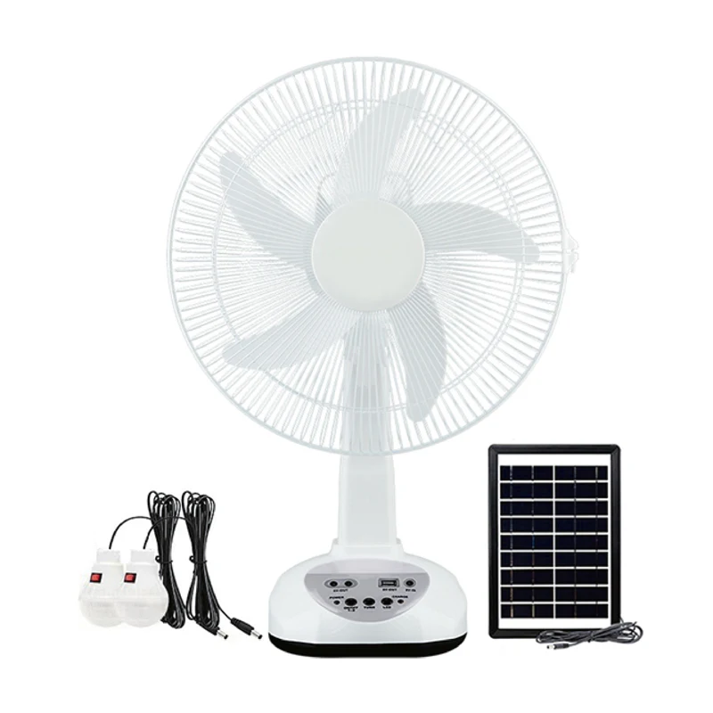 High quality LED light 14 inches solar powered electric fan rechargeable solar table fan for home
