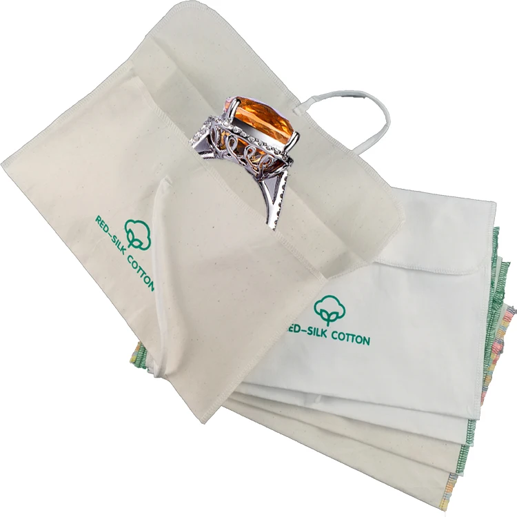 High Quality Biodegradable Sustainable Cotton Gift Packing Bags Cotton Bag Envelope Bag With Ribbon