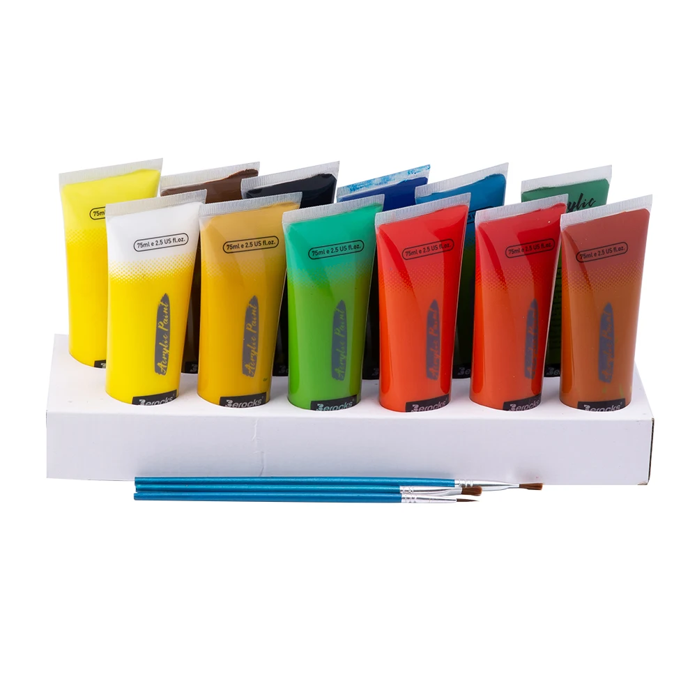 Wholesales non-toxic cheap-acrylic-paint Professional acrylic paints and canvas with painting sample for students