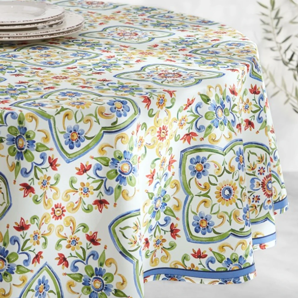 Китайская вышитая скатерть художественная пасторальная хлопчатобумажная льняная маленькая свежая и простая круглая