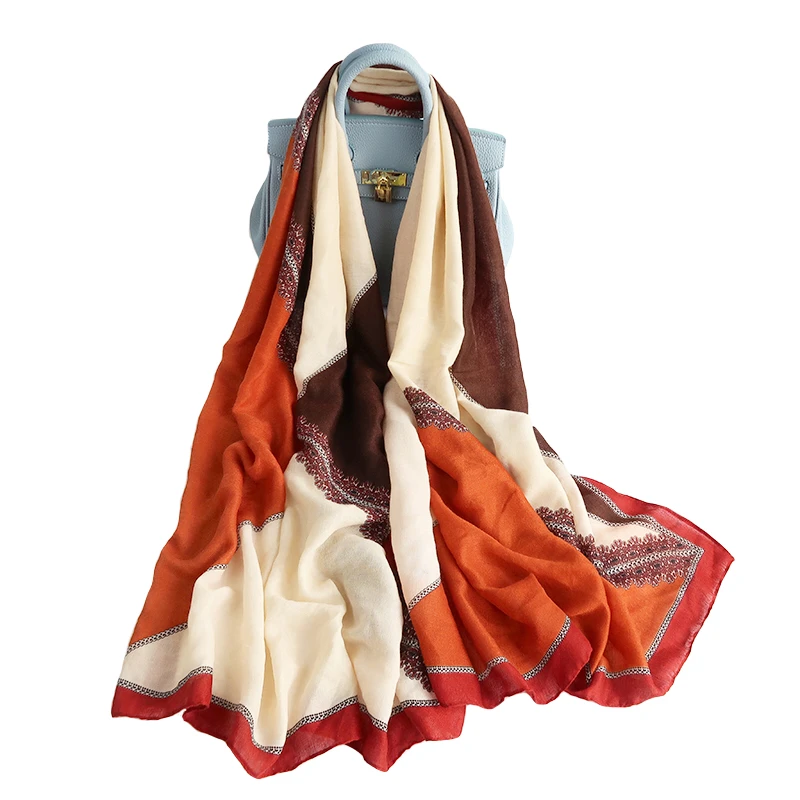 
2021 Latest Promotion Price Newest Arrival Geometric Cotton Scarfs For Women Stylish Long Shawl Scarves 