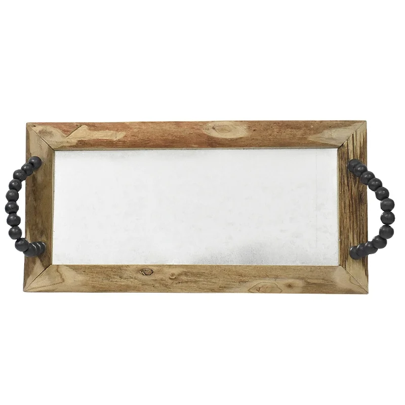 bead handles zinc bottom wood framed cheap wood decorative organizer trays