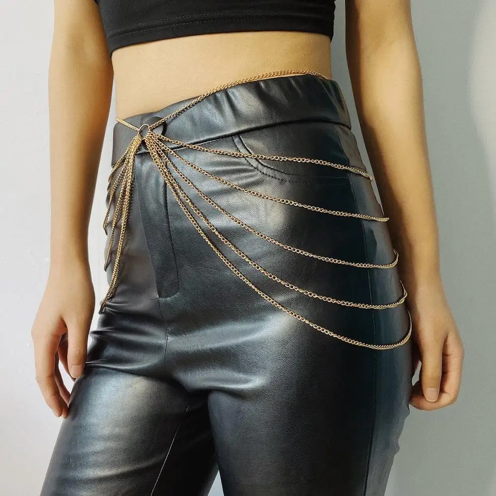  Fahion sexy geometric tassel multi-layer chain u-shaped symmetrical waist women