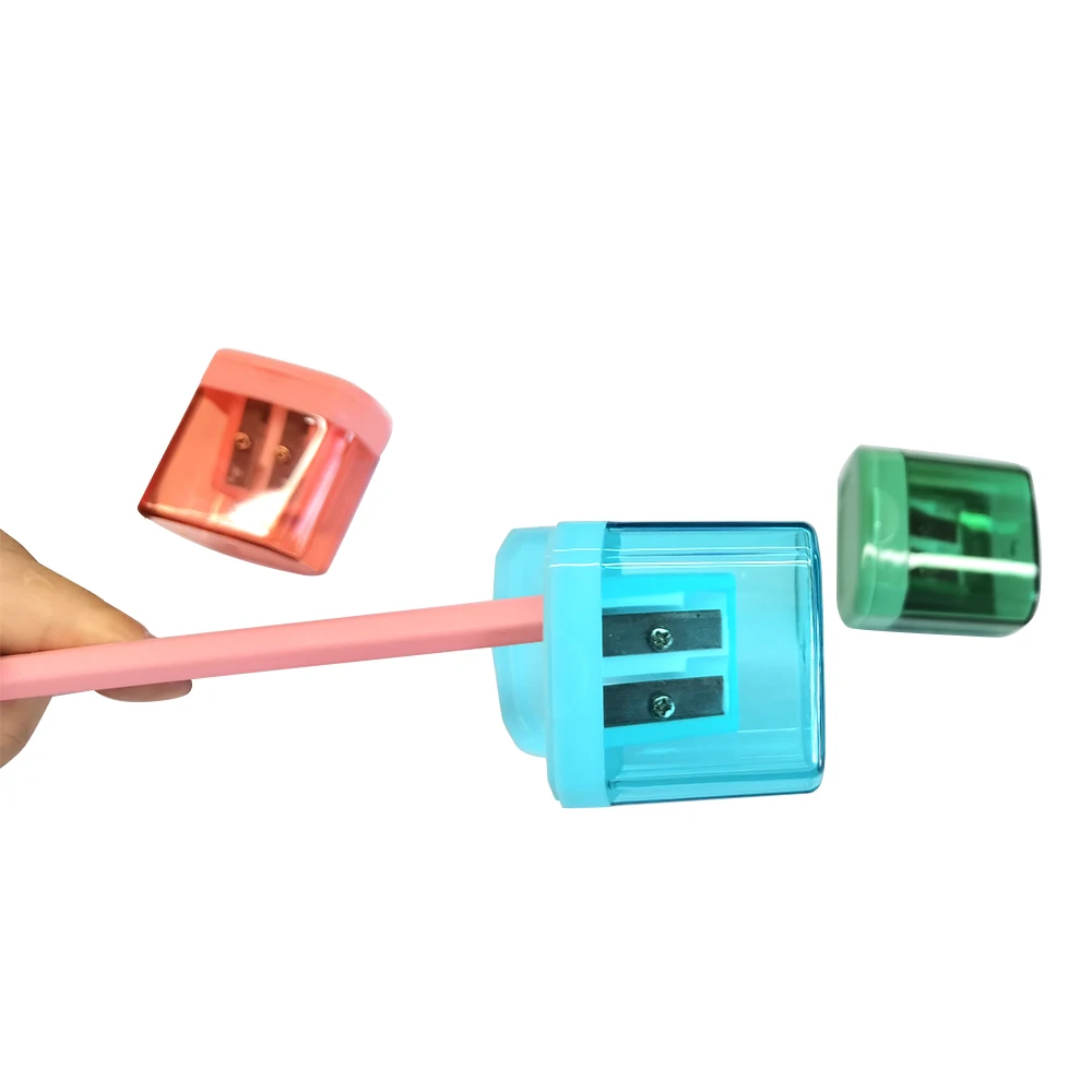Plastic mini pencil sharpener double hole hand held small cute pencil sharpener for pencil