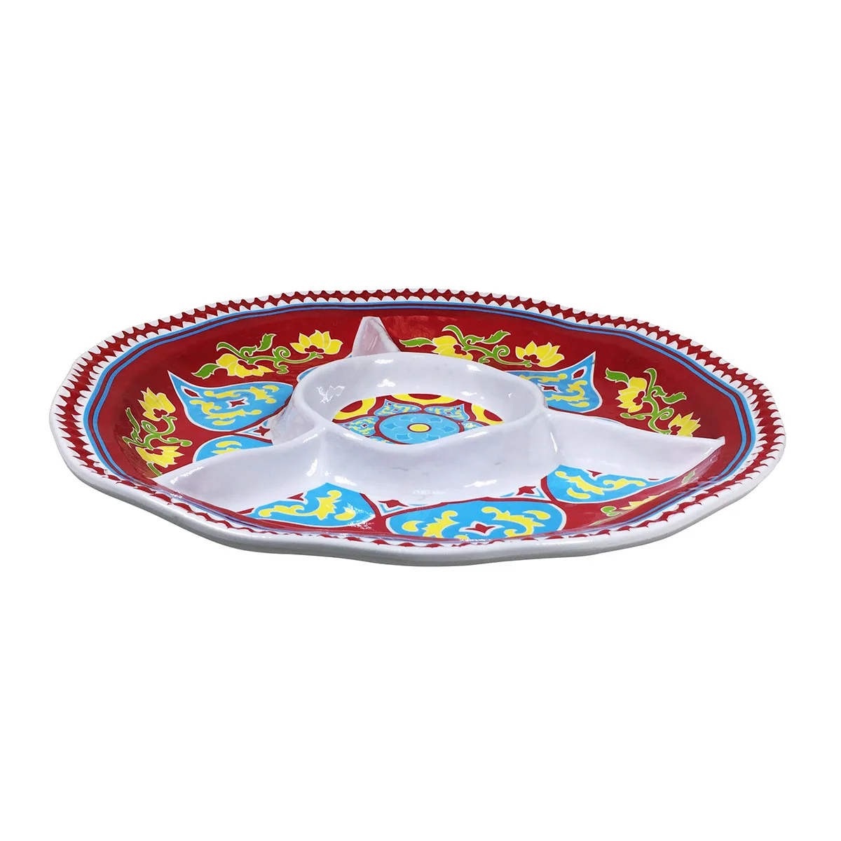 
5 Section hard Plastic Relish Dish Buffet Server Plate Dried Fruit Nuts Dip melamine Serving Tray 