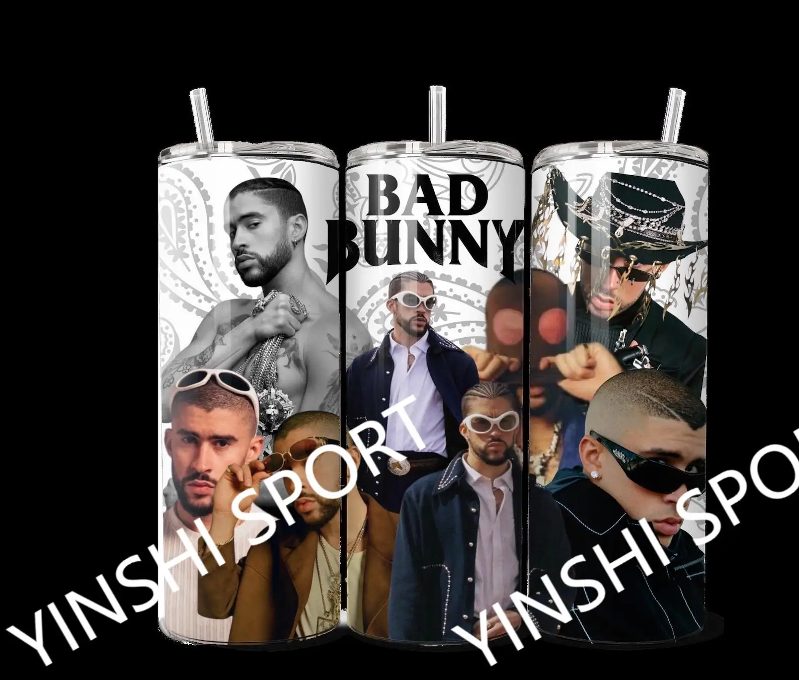 Bad Bunny 20oz Sublimation Straight Stainless Steel Custom Printed Un Verano Sin Ti Bad Bunny Tumbler Cups With Straw