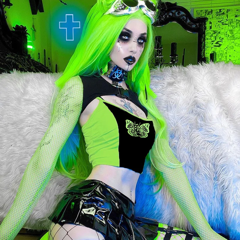 Custom gothic crop tops nightwear for women sexy crop tshirt customized design printing