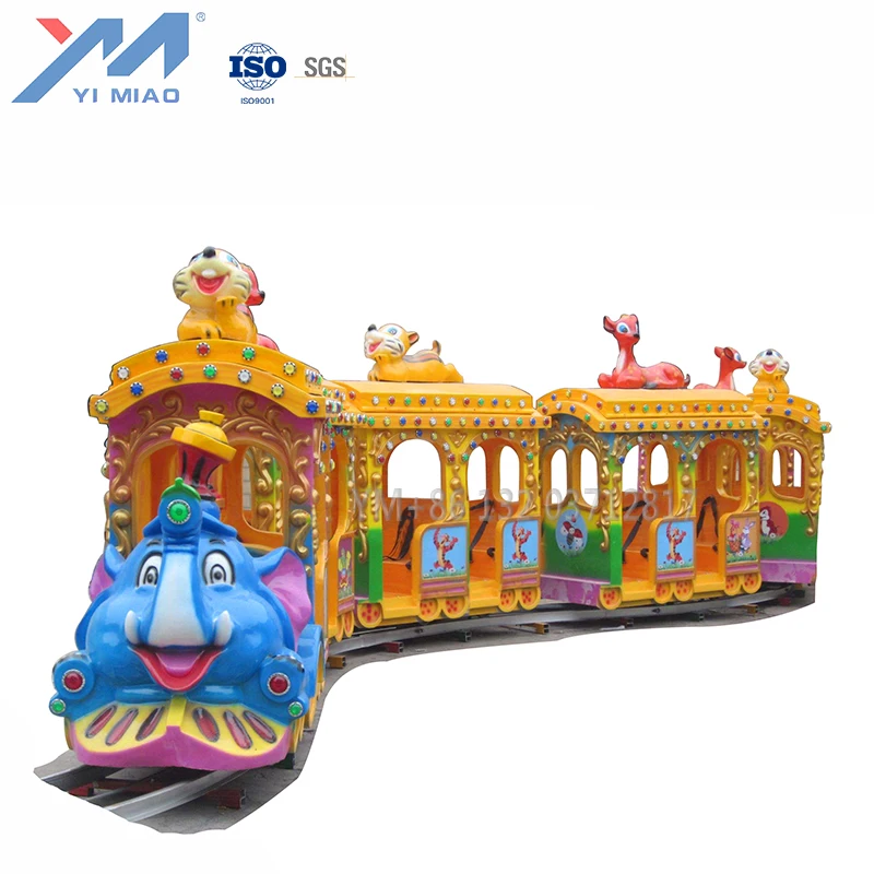 Whole sale  funfair amusement park outdoors  elephant cartoon Tourist train on track for adult children