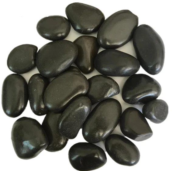 Chinese Supply  NJ-010 high polished black color Paving Stone Natural Pebble Stone